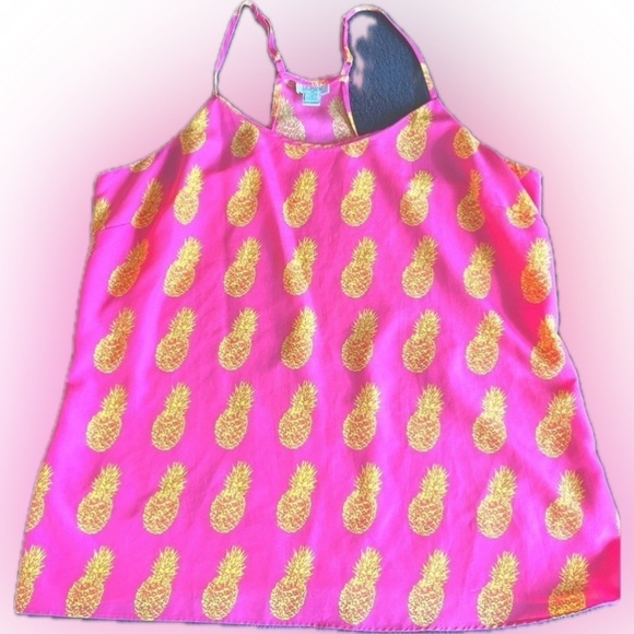 J. Crew hot pink and bright yellow pineapple tank - Picture 1 of 7
